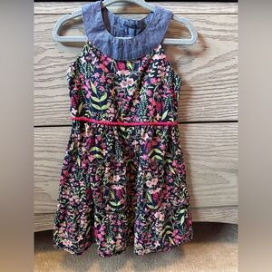 Penelope Mack Floral Dress with Denim Accent